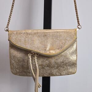 Street Level Urban Outfitter Gold Shoulder Purse Bag Fold Over Boho Glam Western